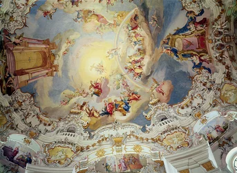 Le Jugement dernier, peinture au plafond du dôme aplati de l